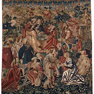 Tapestry depicting The Camp of the Gipsies, from Flanders, c. 1510 (wool & silk)