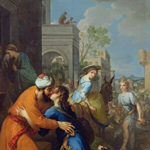 Tobias bidding farewell to his father-in-law, Raguel (oil on canvas)