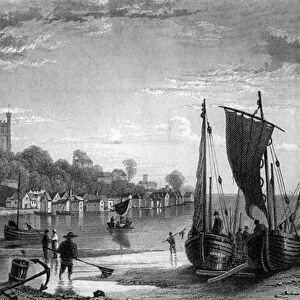 The Village of Leigh, near Southend, Essex, engraved by Charles Mottram, 1833 (engraving)