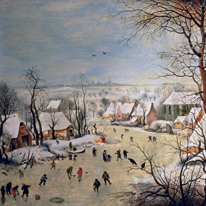 Winter Landscape with Birdtrap, 1601 (oil on panel)