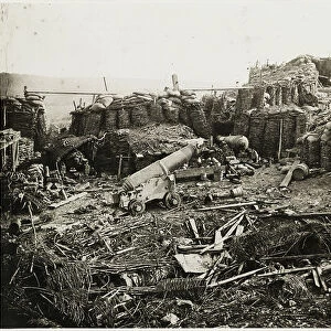 Wrecked battery, Crimea, 1855 (b/w photo)