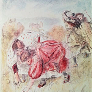 Young Girls Playing (coloured pencil)