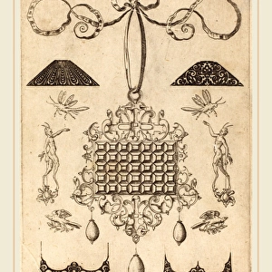 Daniel Mignot (German, active 1593-1596), Large Pendant with Square with 35 Flat Stones