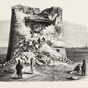 Destruction of the Martello Tower, Eastbourne, Sussex, by Sir W. Armstrongs Guns