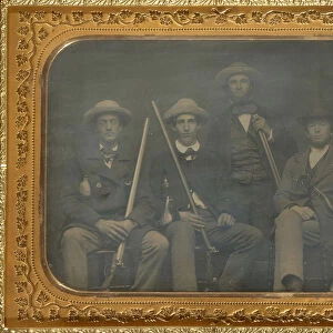 Portrait four men rifles American 1850s Daguerreotype
