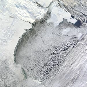Satellite view of cloud streets over Hudson Bay, Canada