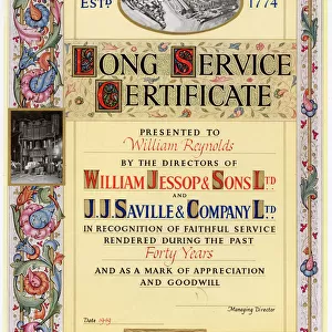William Jessop and Sons Ltd and J. J. Savile and Co Ltd. long service award, 1949