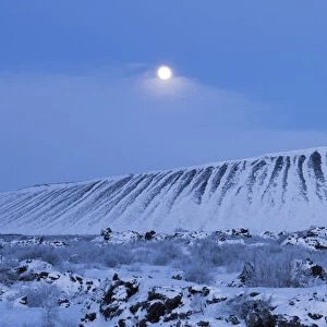 Hverfjall at moonrise, Myvatn, Iceland, January