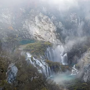 Veliki Slap, the largest waterfall in this image, and Sastavci series of waterfalls