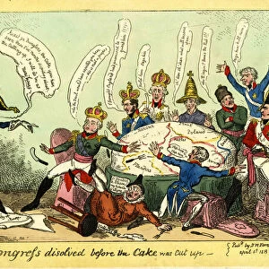 The Congress dissolved before the Cake was Cut up, Caricature on the Congress of Vienna, 1815
