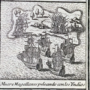 Death of Magellan to intervene in the fight between natives in one of the islands