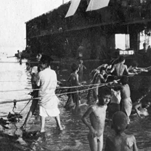 Two decker barge used to move British troops up the Tigris from Amarah to Baghdad, 1918