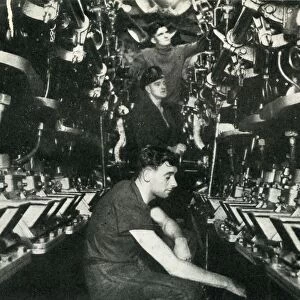Engine room of a British submarine, World War II, 1945. Creator: Unknown