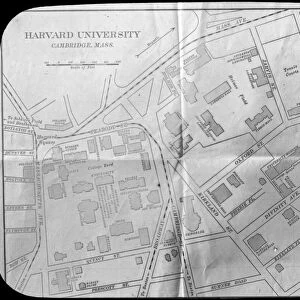 Harvard University campus map, Cambridge, Massachusetts, USA, late 19th or early 20th century