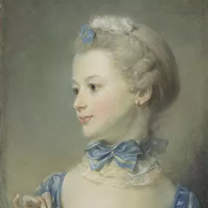 The little girl with the cat (Marie-Anne Huquier), 1747. Creator: Perronneau, Jean-Baptiste