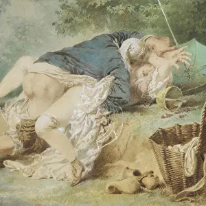 Lovers in a park, 1865. Artist: Zichy, Mihaly (1827-1906)