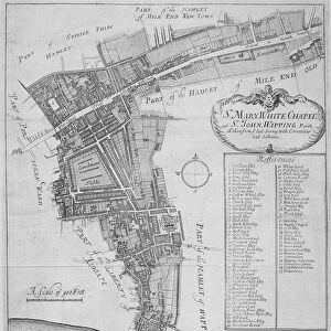 Map of the parishes of St Mary, Whitechapel and St John, Wapping, in Stepney, London, 1755