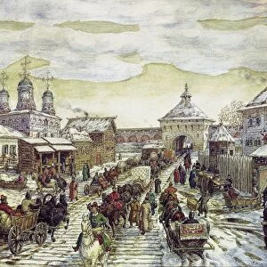 At the Myasnitskaya Gates of the Bely Gorod of the Moscow in the XVII Century, 1926. Artist: Vasnetsov, Appolinari Mikhaylovich (1856-1933)