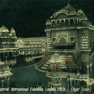 Night scene at the Imperial International Exhibition, White City, London, 1909