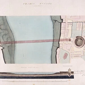 Plan and longitudinal section of the Thames Tunnel, London, 1842
