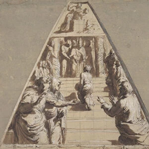 Presentation of the Virgin in the Temple (below), Abraham about to Sacrifice Isaac (above