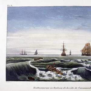 A Raft off the Coast of Coromandel, India, 1828. Artist: Marlet et Cie
