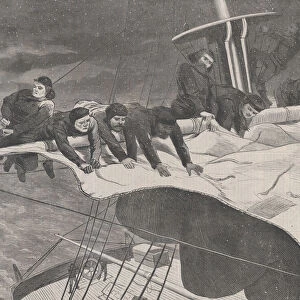 Winter at Sea - Taking in Sail off the Coast (Harpers Weekly, Vol