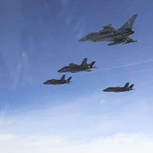 RAF and US Marine F-35B escorted by RAF Typhoon