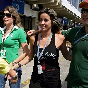 Formula One World Championship: Dudu Massa brother of Felipe Massa and Rafaela Bassi girlfriend of Felipe Massa Ferrari
