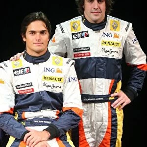 Renault R28 Launch: L-R: Nelson Piquet Jr and Fernando Alonso, Renault