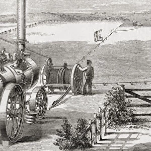 Garrett and Sons double-cylinder steam ploughing engine and tackle. From A Concise History of The International Exhibition of 1862, published 1862