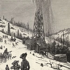 Shooting An Oil Well From The Book The Century Illustrated Monthly Magazine May To October 1883