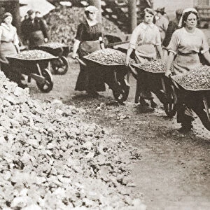 Women Pushing Wheelbarrows And Working As Labourers Whilst The Men Were Away Fighting, During The First World War. From The Story Of Seventy Momentous Years, Published By Odhams Press 1937