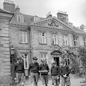 Boys walk through the grounds of St Chads Cathedral School in Lichfield