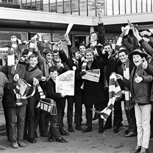 Charlton fans at Coventry station ahead of their FA Cup-tie at Highfield Road