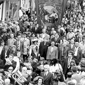 Durham Miners Gala - Seaham Collierys lodge banner is paraded through the streets of