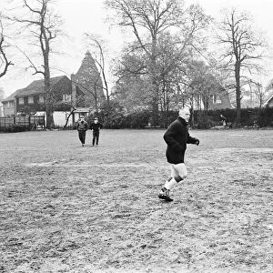 Liverpool manager Bill Shankly takes charge of a team training session at Weybridge one