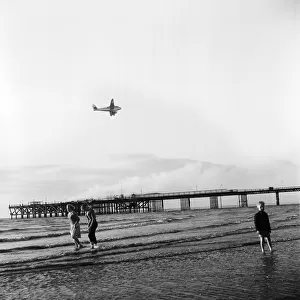 The pier at Southport, which was swept away by fire the night before