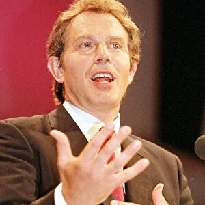 Tony Blair Prime Minister makes his speech September 1998 to the Labour Party Conference