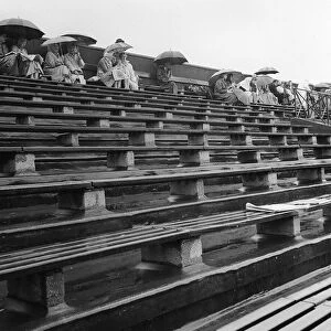Wimbledon Tennis Championships July 1963 Rows of empty seats as rain Stops Play