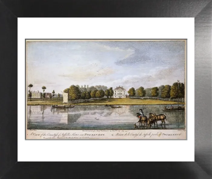 Framed Print : Marble Hill House Print, a coloured engraving of the house's exterior