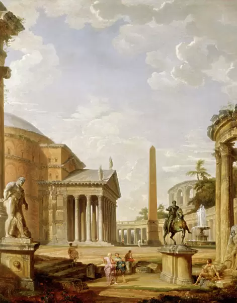 Panini - Capriccio of Roman ruins with the Pantheon J880469