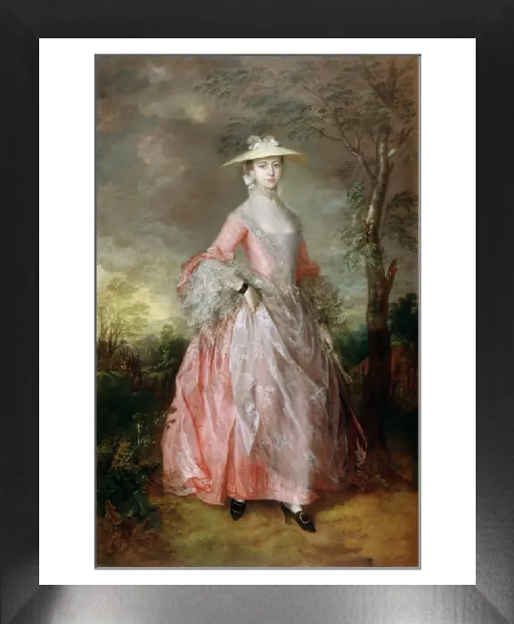 Framed Print : Print of Mary Countess Howe in a blue dress, standing by a window Framed Print : Print of Mary Countess Howe in a blue dress, standing by a window
