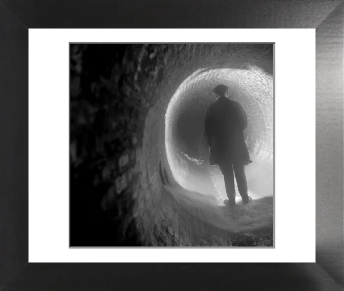 Framed Print : Regent Street Sewer Print, a photograph of a workman in the sewer Framed Print : Regent Street Sewer Print, a photograph of a workman in the sewer