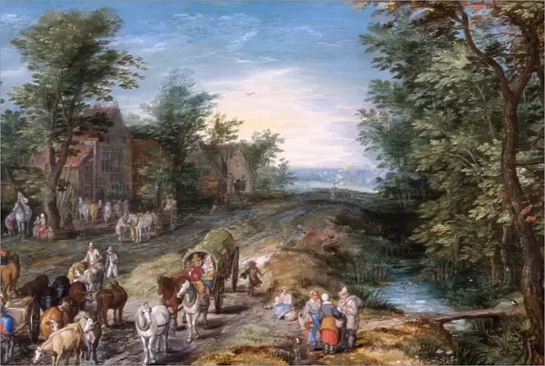 Brueghel - Road Scene with Travellers and Cattle N070595