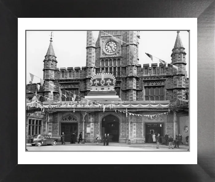 Framed Print : Print of Bristol Temple Meads Station Decorations 1956 Framed Print : Print of Bristol Temple Meads Station Decorations 1956