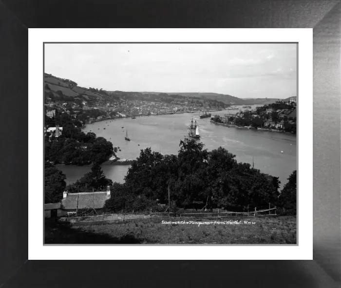 Framed Print : Print of Dartmouth and Kingswear from Warfleet, c1900 Framed Print : Print of Dartmouth and Kingswear from Warfleet, c1900
