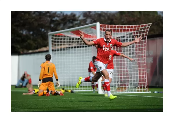 Bristol City's Thrilling Victory: Wilbraham's Goal Celebration vs Colchester United, Sky Bet League One (2014)