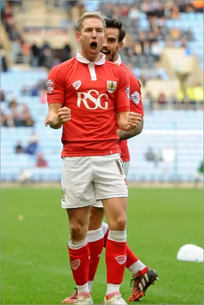 Bristol City Celebrates Win Against Coventry City at Ricoh Arena, 2014