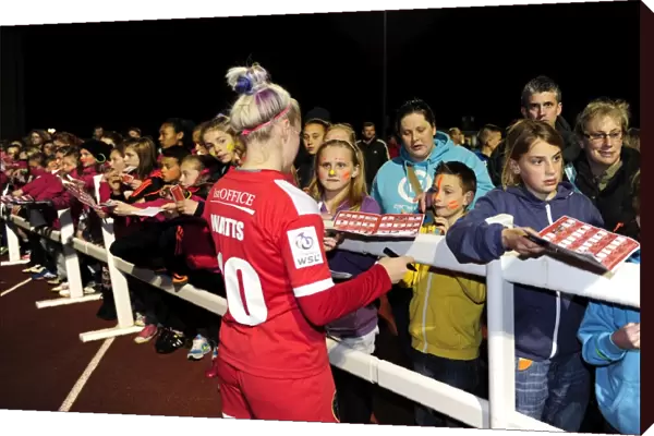 Nikki Watts of Bristol Academy Signing Autographs for Fans during BAWFC vs Chelsea Ladies Match